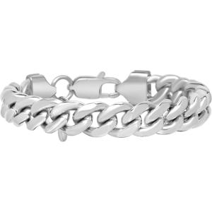 imageNautica Mens Bracelet  Stainless Steel Miami Cuban Flat Link Chain Bracelet10 MM