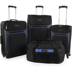imageNautica Seascape Collection 4pc Softside Luggage SetBlackBlue