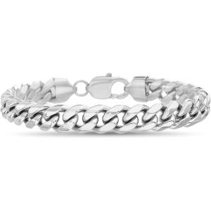imageNautica Unisex Bracelet  Mens Stainless Steel Cuban Chain Bracelet  Miami Link Bracelet for Men White