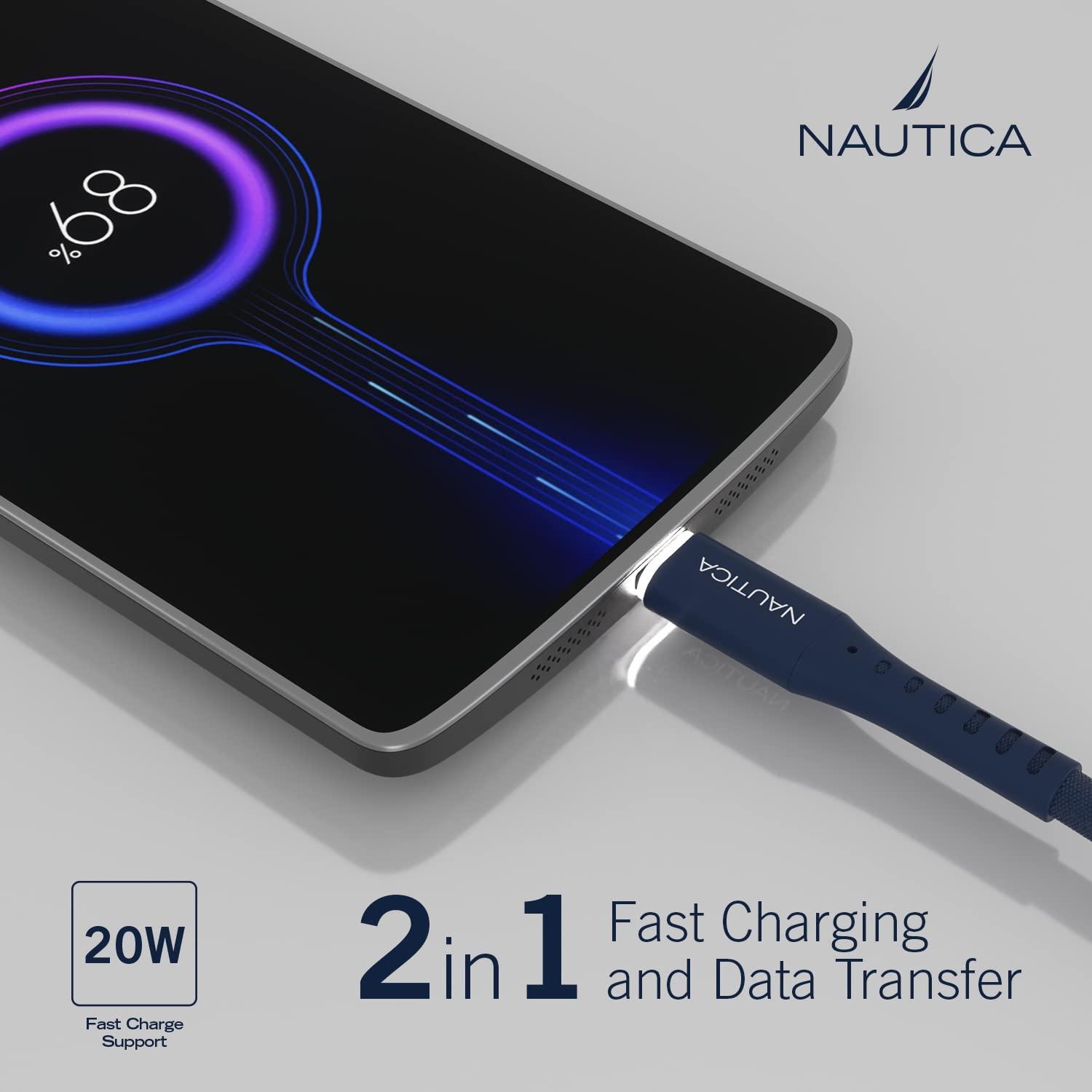 imageNautica USB C to Lighting Cable with LED Light 4FT iPhone Charger Cable Type C to Lightning Cable Fast Charging Cord Compatible with iPhone Airpods and Many More