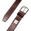 imageNautica Mens Casual Leather Belt  Everyday  Classic  Pants  Jeans  Khakis  Chinos  Metal BuckleEngraved Logo  Brown