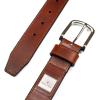 imageNautica Mens Casual Leather Belt  Everyday  Classic  Pants  Jeans  Khakis  Chinos  Metal BuckleEngraved Logo  Tan