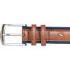 imageNautica Mens Casual Leather Belt  Everyday  Classic  Pants  Jeans  Khakis  Chinos  Metal BuckleSignature Canvas  Cognac