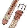 imageNautica Mens Casual Leather Belt  Everyday  Classic  Pants  Jeans  Khakis  Chinos  Metal BuckleWebbing Logo  Khaki