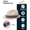 imageNautica Mens Fedora Hat  Classic Brim Straw Sun Hat with UV Protection and Decorative Band for Outdoor AdventuresKhakiRed
