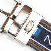 imageNautica Mens Reversible Leather Belt  2in1  Classic  Everyday  Business  Work  Dress  Casual  Metal BuckleFlag Logo  Brown