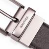 imageNautica Mens Reversible Leather Belt  2in1  Classic  Everyday  Business  Work  Dress  Casual  Metal BuckleGunmetal Logo  BlackCognac