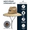 imageNautica Mens Straw Lifeguard Hat  Lightweight Wide Brim Outdoor Beach Sun Hats for Men with Adjustable Chin StrapBlackWhite