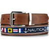 imageNautica Mens Reversible Leather Belt  2in1  Classic  Everyday  Business  Work  Dress  Casual  Metal BuckleFlag Pattern  Cognac