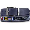 imageNautica Mens Reversible Leather Belt  2in1  Classic  Everyday  Business  Work  Dress  Casual  Metal BuckleFlag Pattern  Navy