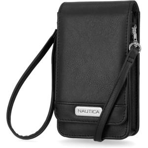 imageNautica Catalina RFID Womens Crossbody Bag Vegan Leather Compact Cell Phone Shoulder Travel Purse HolderBlack