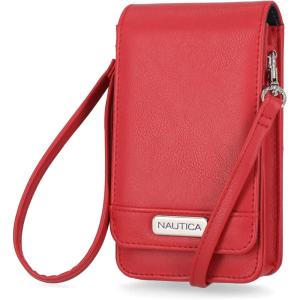 imageNautica Catalina RFID Womens Crossbody Bag Vegan Leather Compact Cell Phone Shoulder Travel Purse HolderFuego Red