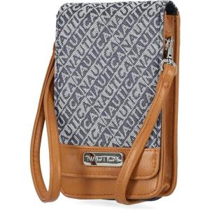 imageNautica Catalina RFID Womens Crossbody Bag Vegan Leather Compact Cell Phone Shoulder Travel Purse HolderIndigo Jacquard