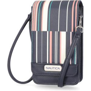 imageNautica Catalina RFID Womens Crossbody Bag Vegan Leather Compact Cell Phone Shoulder Travel Purse HolderRibbon Stripe