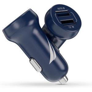imageNautica Dual Port Car Charger 12W Output 2X USBA Port Quick Charge Compatible with iPhone Android Phones Tablets Powerbanks NavyNavy