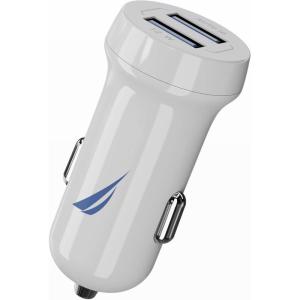 imageNautica Dual Port Car Charger 12W Output 2X USBA Port Quick Charge Compatible with iPhone Android Phones Tablets Powerbanks NavyWhite