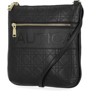 imageNautica Lakeside Signature Jaquard North South Crossbody BagBlack Lattice Quilt