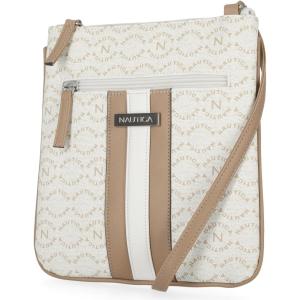 imageNautica Lakeside Signature Jaquard North South Crossbody BagPorthole White
