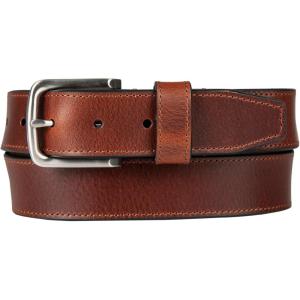 imageNautica Mens Casual Leather Belt  Everyday  Classic  Pants  Jeans  Khakis  Chinos  Metal BuckleEngraved Logo  Tan