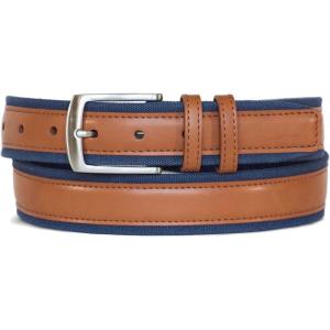 imageNautica Mens Casual Leather Belt  Everyday  Classic  Pants  Jeans  Khakis  Chinos  Metal BuckleSignature Canvas  Cognac