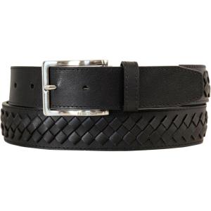 imageNautica Mens Double Stitch Dress Leather Belt for Suits and PantsCenter Woven  Black