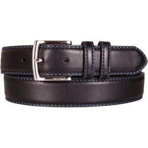 imageNautica Mens Double Stitch Dress Leather Belt for Suits and PantsLogo Inlay Double Keeper  Black