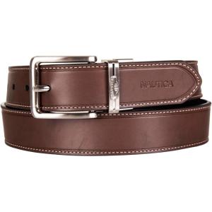 imageNautica Mens Reversible Leather Belt  2in1  Classic  Everyday  Business  Work  Dress  Casual  Metal BuckleCasual Leather  BlackBrown