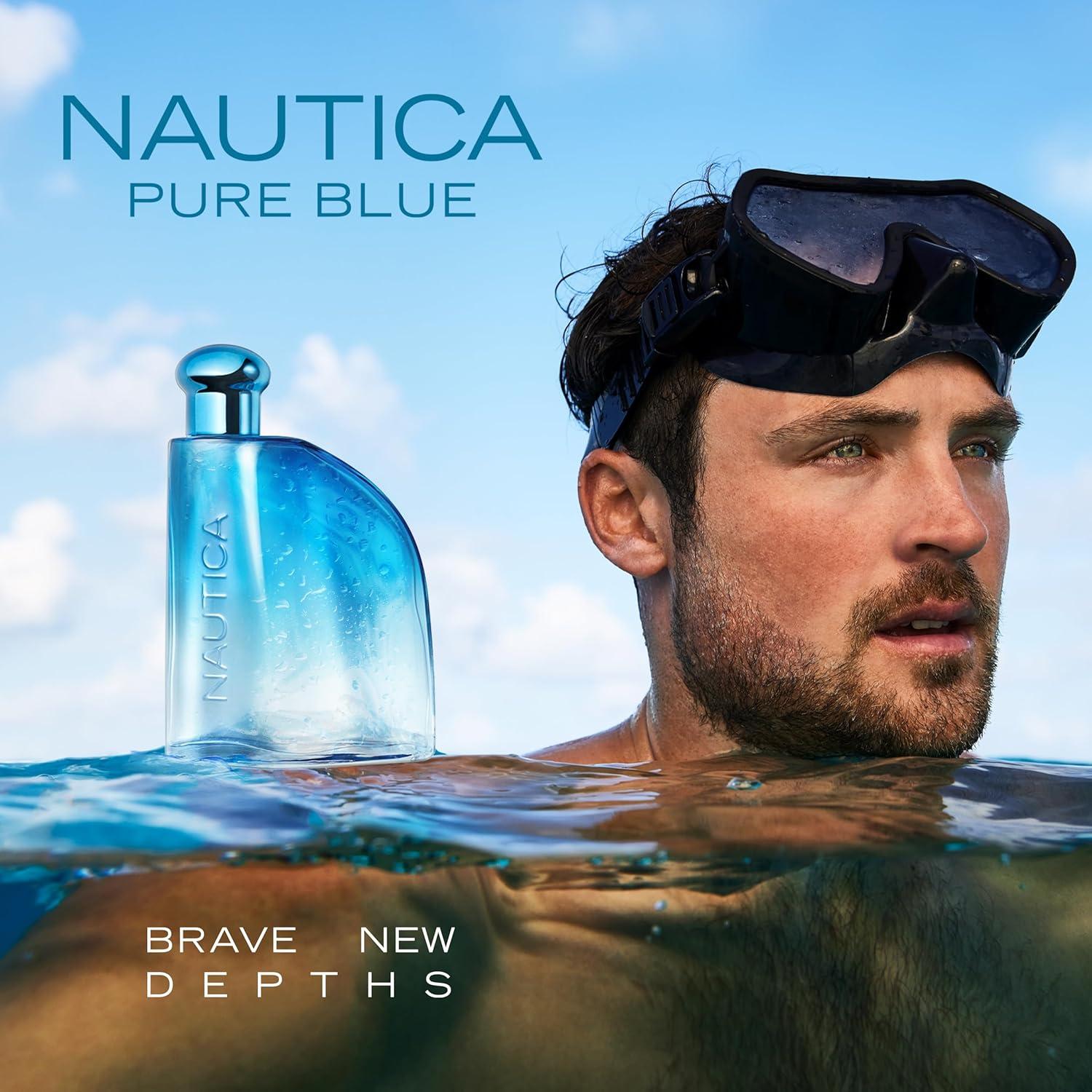 imageNautica Pure Blue Eau de Toilette 33 fl oz Pack of 1 Notes of Eucalyptus Leather and Vanilla Mens Fragrance Long Lasting Everyday Fragrance Travel SizePure Blue Eau de Toilette