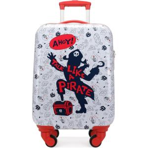 imageNautica Kids Luggage  18quot Airline Approved Rolling Hardside Upright Carryon Suitcase with Wheels Pastel ShellPirate Ahoy