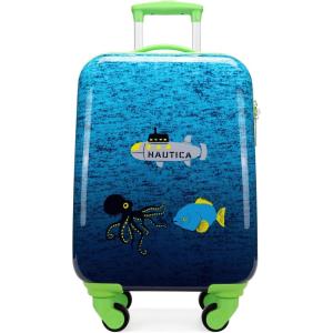 imageNautica Kids Luggage  18quot Airline Approved Rolling Hardside Upright Carryon Suitcase with Wheels Pastel ShellSubmarine Journey