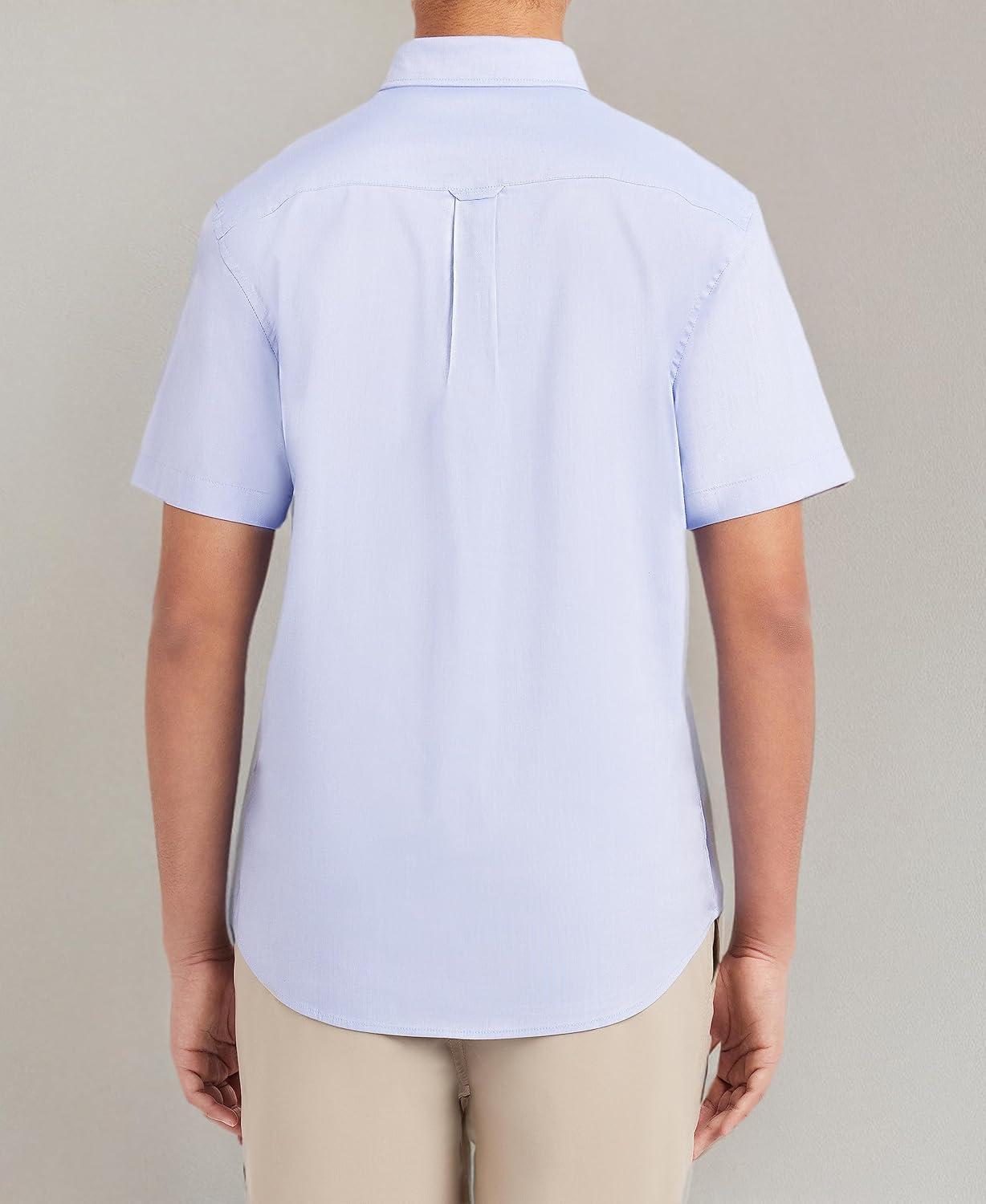 imageNautica Young Mens Uniform Short Sleeve Performance Oxford ButtonDown ShirtOx Blue