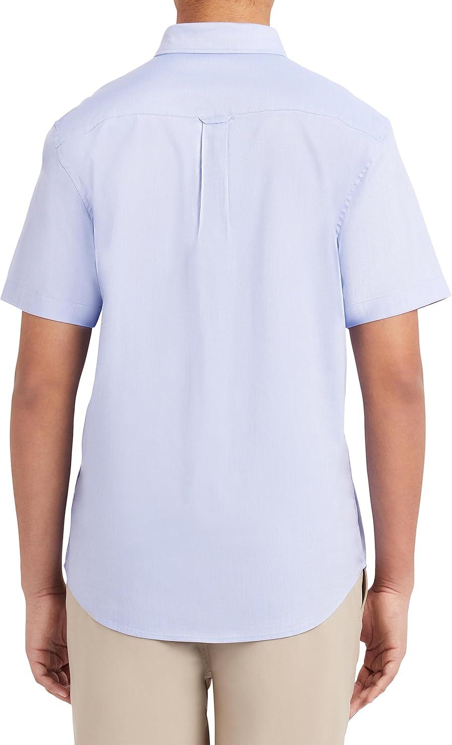 imageNautica Young Mens Uniform Short Sleeve Performance Oxford ButtonDown ShirtOx Blue