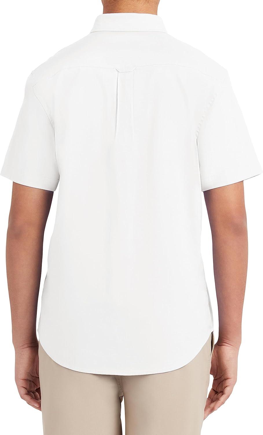 imageNautica Young Mens Uniform Short Sleeve Performance Oxford ButtonDown ShirtWhite