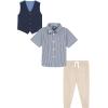 imageNautica Baby Boys 4Piece Suit Set with Dress Shirt Vest Pants and Bow TieKhaki Short Sleeve