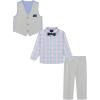 imageNautica Baby Boys 4Piece Suit Set with Dress Shirt Vest Pants and Bow TieLight GreyPlaid