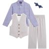 imageNautica Baby Boys 4Piece Suit Set with Dress Shirt Vest Pants and Bow TieLight Stone