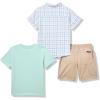 imageNautica Boys 3pc Shirt Short SetPlaidGreenKhaki