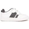 imageNautica Kids Double Strap Sneakers  Casual Athletic Shoes for Boys and Girls  Durable and Comfortable Fit for Toddlers and Little KidsWhite Grey Stripes