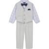 imageNautica Baby Boys 4Piece Suit Set with Dress Shirt Vest Pants and Bow TieLight GreyPlaid