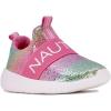 imageNautica Girls SlipOn Sneaker  Athletic Running Kids Shoe for Walking Running Tennis and Sports ToddlerLittle KidDark Rainbow Holograph