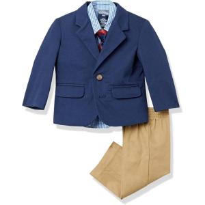 imageNautica Baby Boys 4Piece Suit Set with Dress Shirt Jacket Pants and TieNavyKhaki