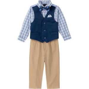 imageNautica Baby Boys 4Piece Suit Set with Dress Shirt Vest Pants and Bow TieFlag Blue