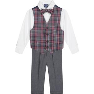 imageNautica Baby Boys 4Piece Suit Set with Dress Shirt Vest Pants and Bow TieRoasted Rouge