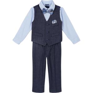 imageNautica Baby Boys 4Piece Suit Set with Dress Shirt Vest Pants and Bow TieTanzanite