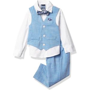 imageNautica Baby Boys 4Piece Suit Set with Dress Shirt Vest Pants and Bow TieWave Runner