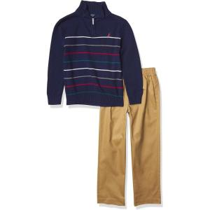 imageNautica Boys 2Piece Quarter Zip Pullover Sweater and Pants SetRetro Fox Navy