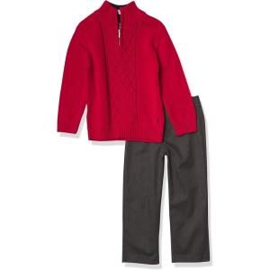 imageNautica Boys 2Piece Quarter Zip Pullover Sweater and Pants SetRoasted Rouge