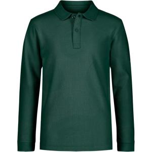 imageNautica Boys School Uniform Long Sleeve Polo Shirt Button Closure Comfortable Breathable FabricHunter