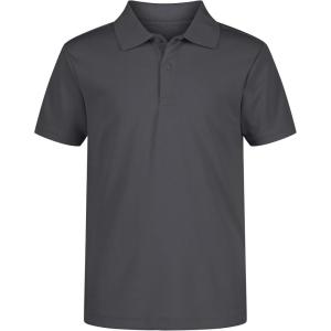 imageNautica Boys School Uniform Short Sleeve Polo Shirt Button Closure Moisture Wicking Performance MaterialDark Charcoal
