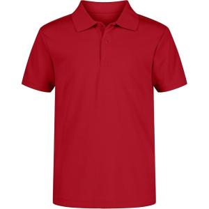 imageNautica Boys School Uniform Short Sleeve Polo Shirt Button Closure Moisture Wicking Performance MaterialRed